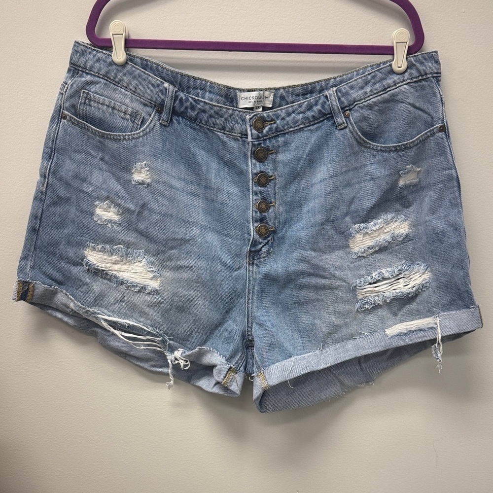 Chic Soul Distressed Blue Jean Shorts